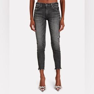 MOUSSY VINTAGE Black Checotah Mid-Rise Skinny Jeans with Chewed Hem size 26